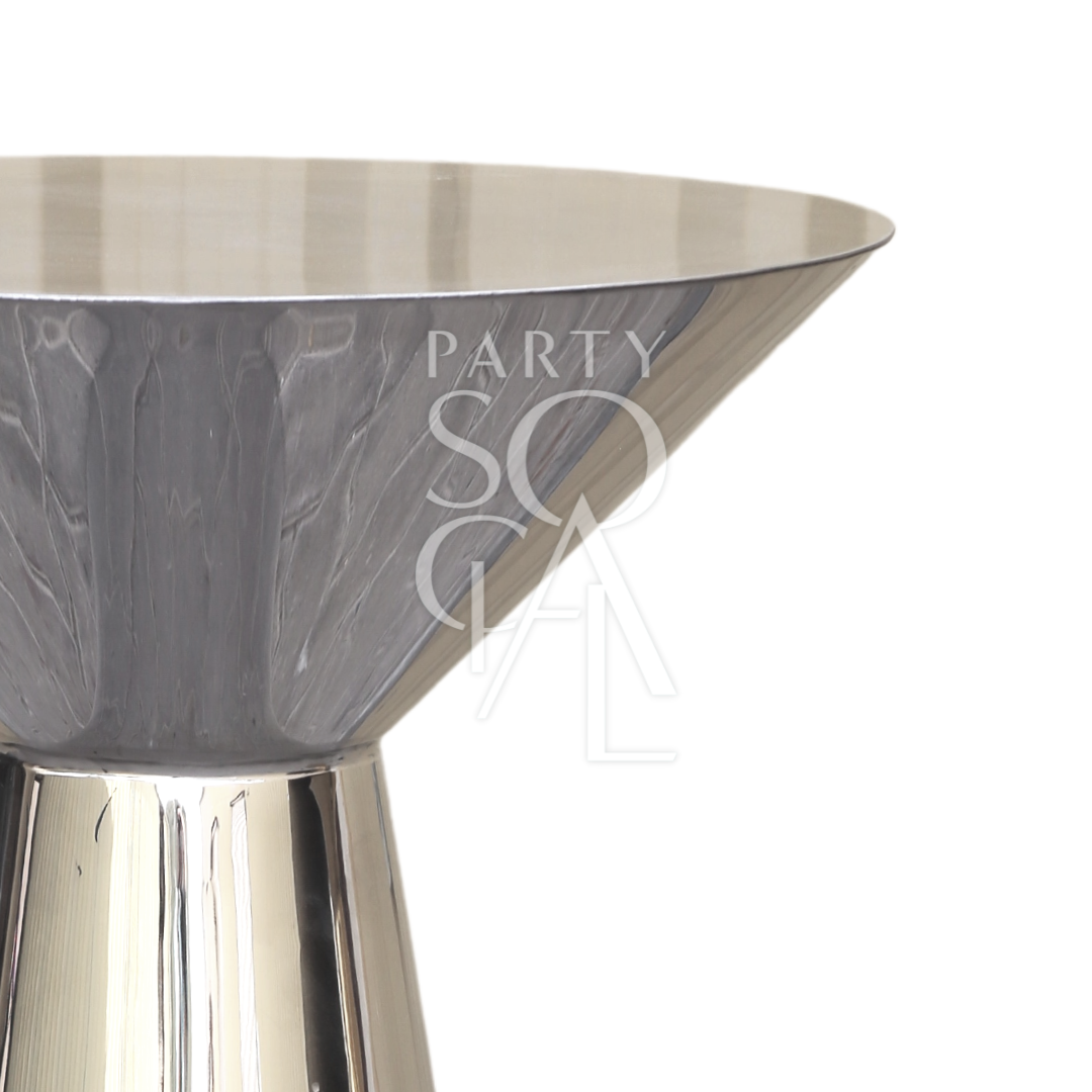 Gold Mirror Cocktail Table close-up, featuring a sleek reflective surface ideal for versatile event settings, from Party Social&