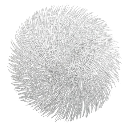 Silver Swirl Placemat: Abstract spiral design resembling a frosty starburst, adding modern elegance and texture to tablescapes for events and celebrations.