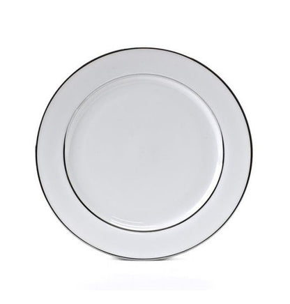 Modern China Silver Rim Plate, a circular dishware piece perfect for premium events, available in various sizes for weddings and special occasions.