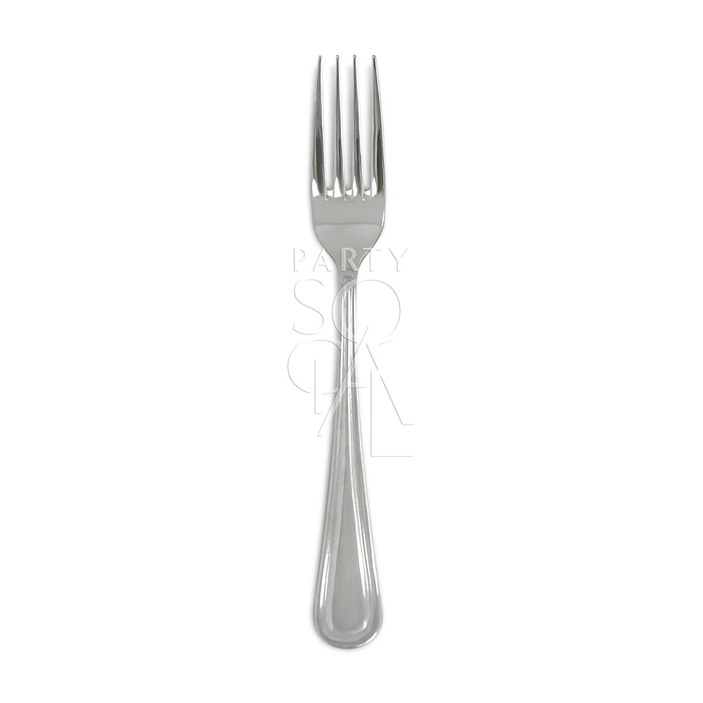 CUTLERY SIMPLE SILVER: A sleek silver fork from a durable flatware collection, ideal for enhancing elegant table settings at events and gatherings.