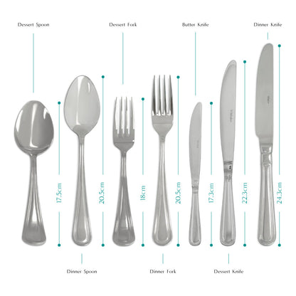 CUTLERY SIMPLE SILVER set showing close-up views of forks and a spoon, highlighting the classic and durable design suitable for any table setting.