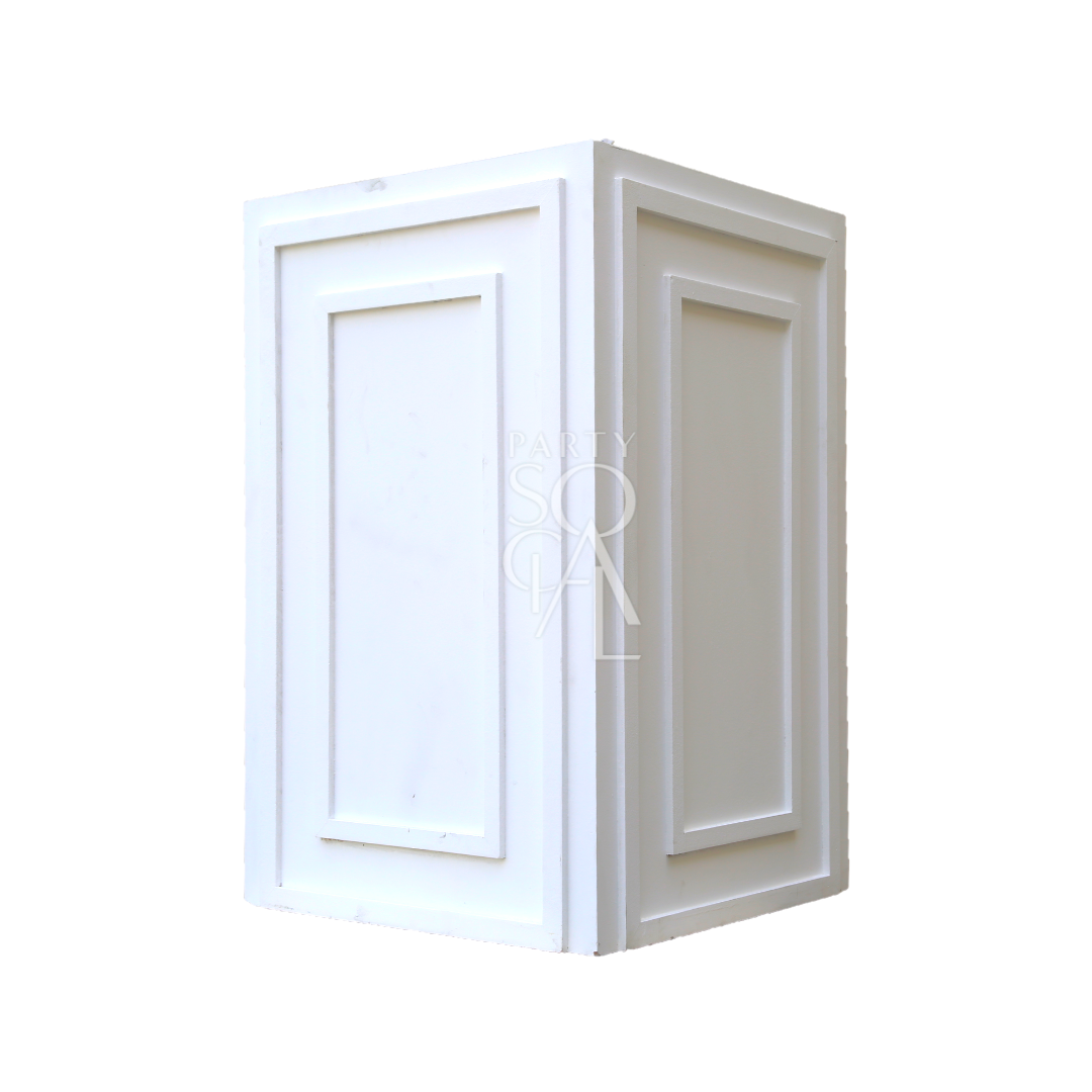 Square Lined Podium, lightweight and durable, ideal for weddings and birthdays. Features a sleek design with a rectangular shape, enhancing event presentations.