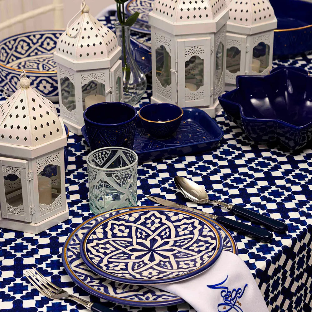 Morrocan Tableware, Blue Plates, Blue Cutleries