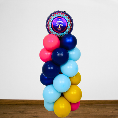 Diwali Balloon Pillar featuring a cluster of balloons, ideal for festive gatherings, available from Party Social&