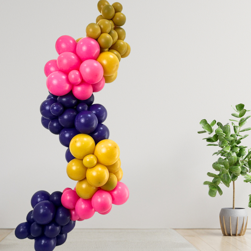 Customize Inflated Balloon Garland-3.5m displayed in a room, showcasing a festive arrangement ideal for enhancing any event or gathering with ease.