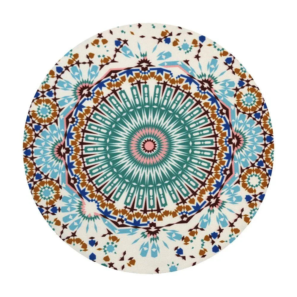 Arabesque Polyester Linen Placemat- 4 per pack, featuring an elegant circular pattern, perfect for enhancing table setups at special events.