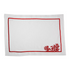 Red Coral Pure Linen Placemat, featuring white fabric with a red border and intricate embroidery, sold in a pack of two.