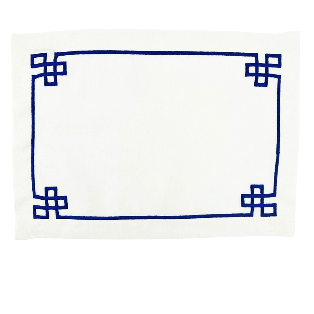 Blue Chinoiserie Pure Linen Placemat-2 per pack, featuring elegant white and blue design, ideal for special table setups and enhancing dining experiences.