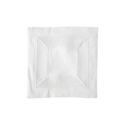 Classic Border Pure Linen Coaster set, featuring a white square design, ideal for adding elegance to any table setting.