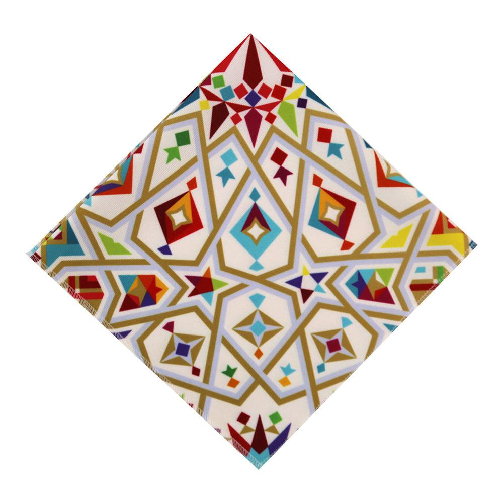 Arabesque Polyester Linen Napkin (4pcs) featuring a vibrant, symmetrical pattern, perfect for adding an elegant touch to your table setup. Ideal for special occasions.