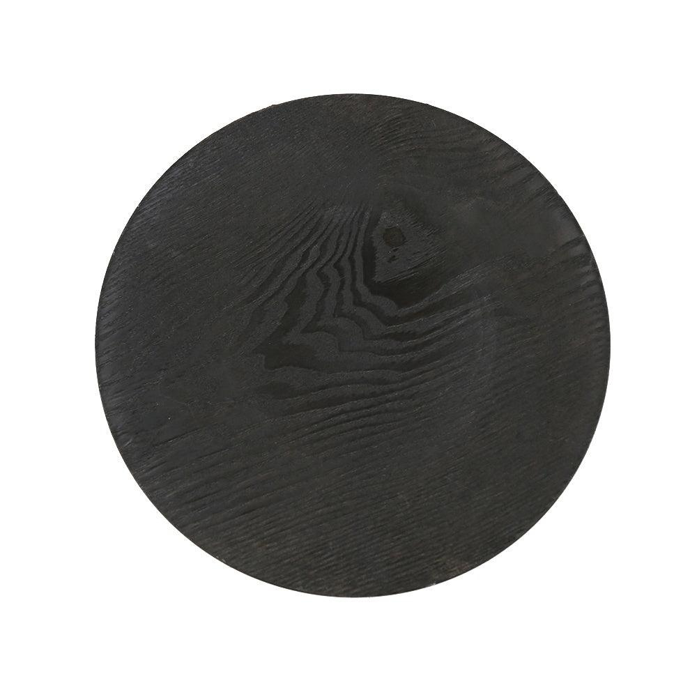 Simple Plastic Wooden-Like Charger Plate with a black wood grain design, ideal for enhancing table settings at parties and events.