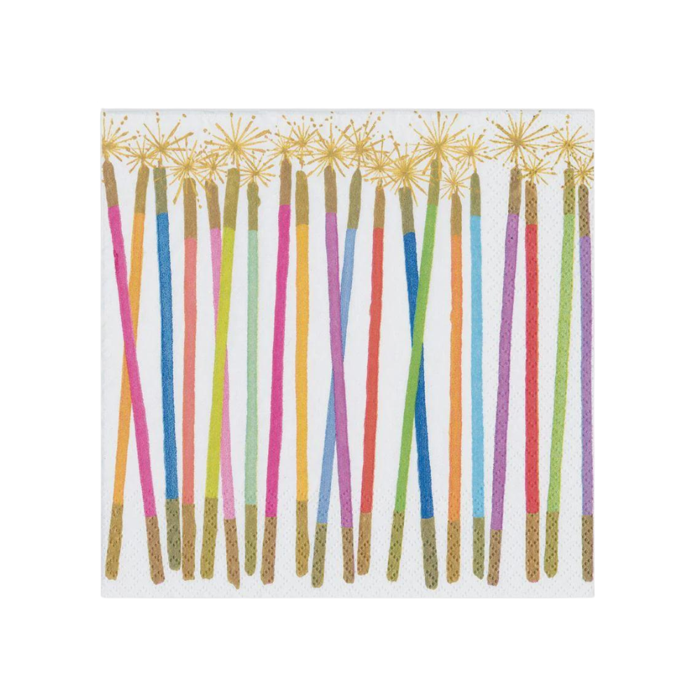 Party Candles Paper Luncheon Napkins - 20 Per Package, featuring colorful fireworks pattern on triple-ply tissue, designed to elevate any occasion.