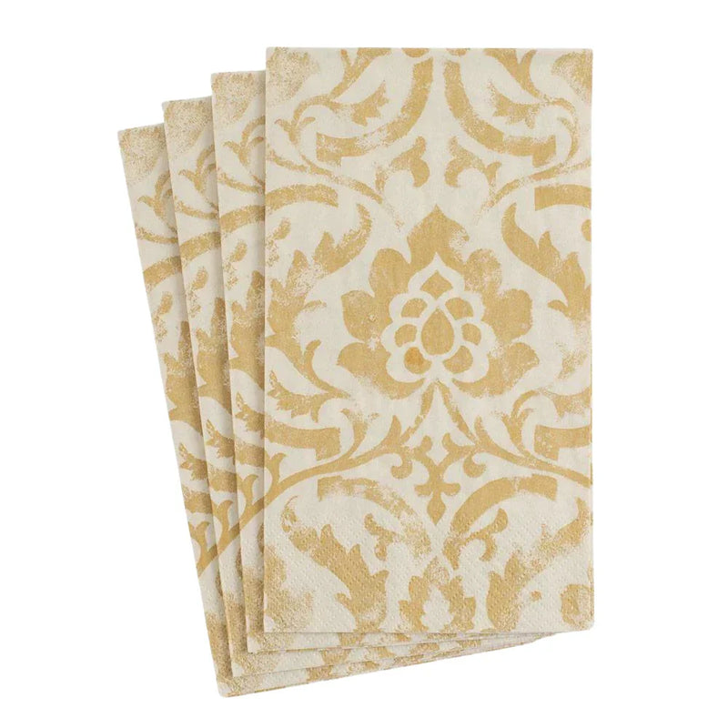 Baroque Paper Guest Towel Napkins in Gold - 15 Per Package