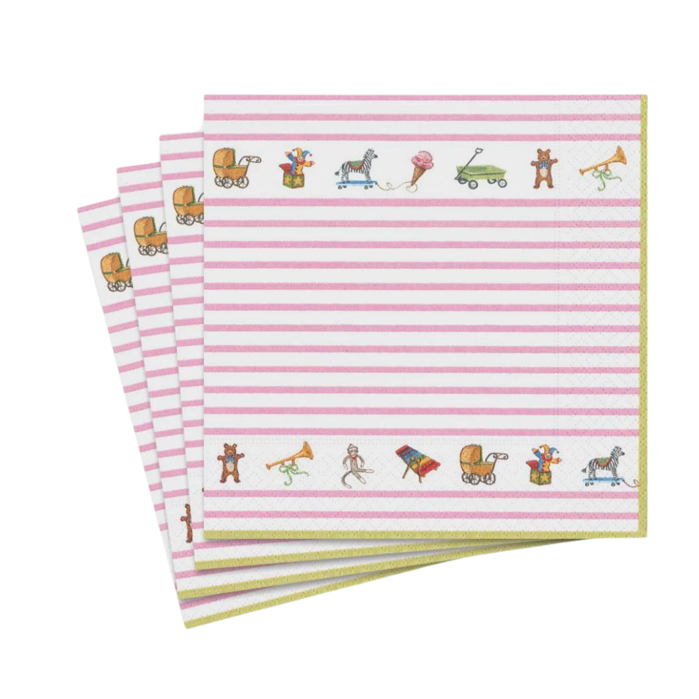 Bebe Paper Luncheon Napkins - 20 per package, featuring cartoon images, triple-ply tissue, eco-friendly, and perfect for parties or special events.