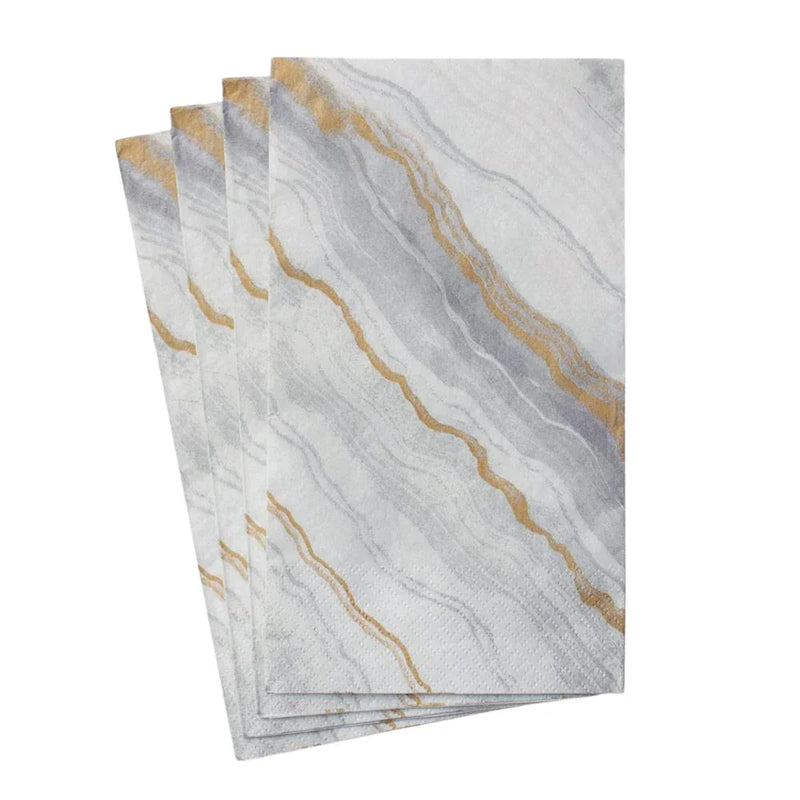 Marble Paper Guest Towel Napkins in Grey - 15 Per Package