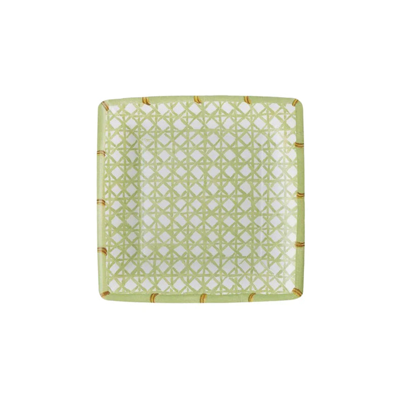 Holly Trellis Square Paper Salad & Dessert Plates - 8 Per Package