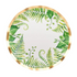 Fern & Foliage Paper Dinner Plate with green leaves and gold foil trim, perfect for adding elegance to events. Comes in an 8-pack.