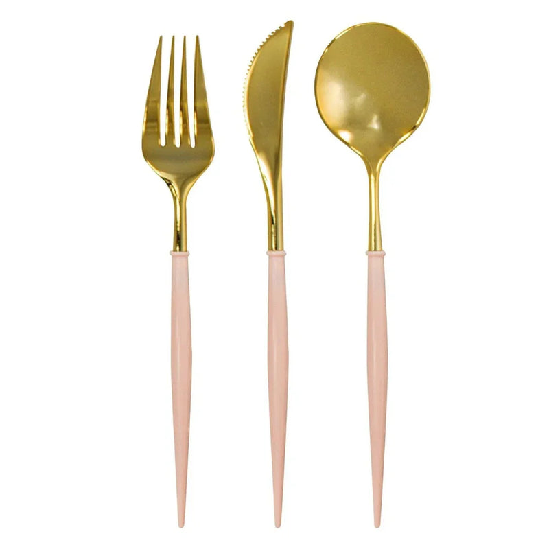 Bella Reusable Cutlery Set in Gold and Pink