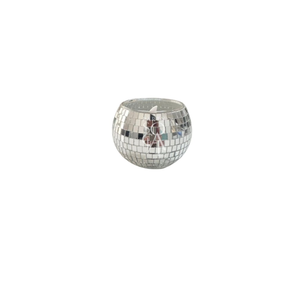 Disco Ball Candle Holder reflecting light, ideal for premium events, available from Party Social&