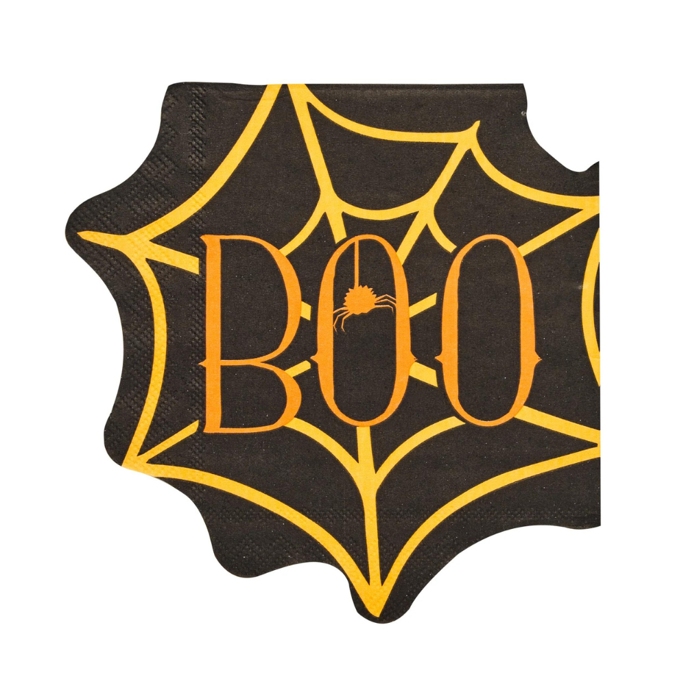 Boo Treats Spiderweb Luncheon Napkins, 16 per package, feature playful spider web designs perfect for adding a spooky touch to Halloween gatherings.