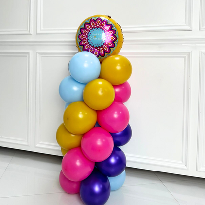 Diwali Balloon Pillar featuring a vibrant stack of balloons, perfect for enhancing festive gatherings and celebrations.