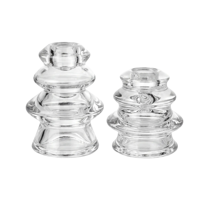 Layered Glass Candle Holder Set of 2