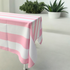A premium Pink Stripe Linen Tablecloth from Party Social, perfect for elevating your dining experience. Durable, washable, and available in various sizes for any event.