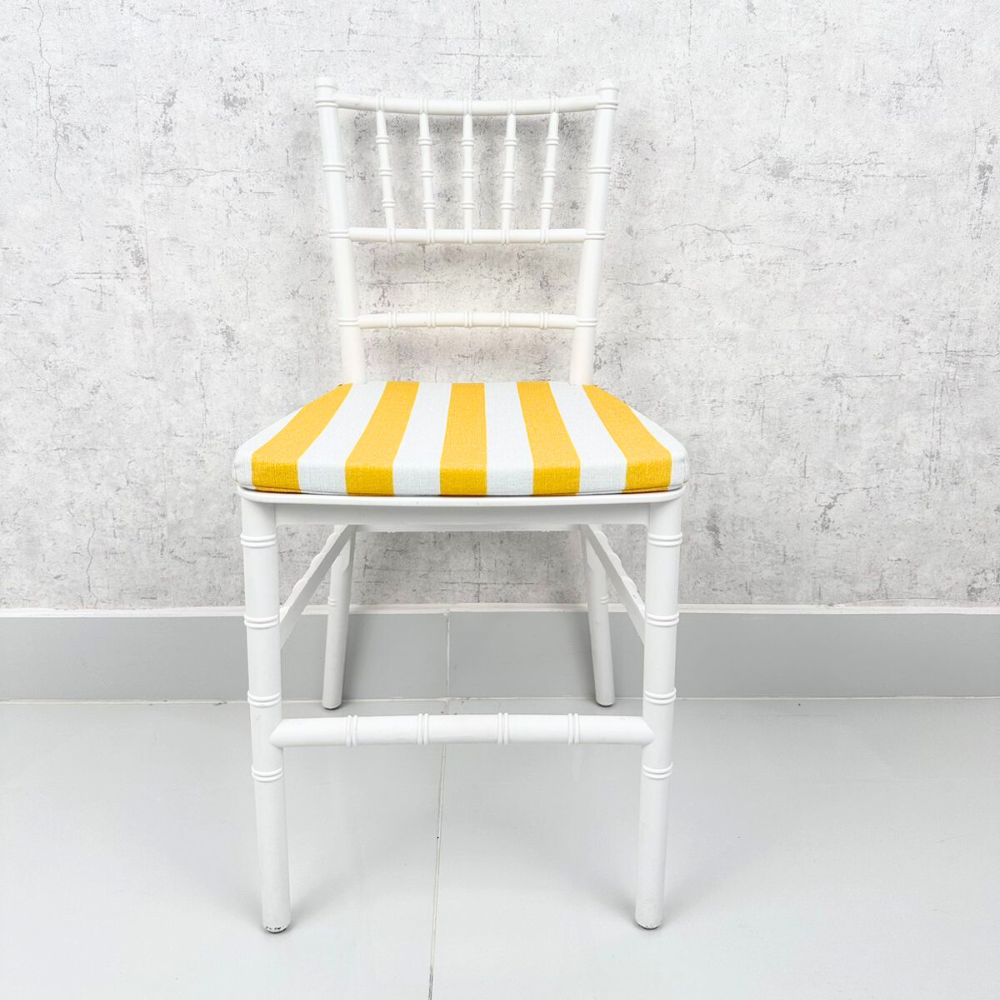 Mini Chiavari Chair with yellow striped cushion, ideal for children&