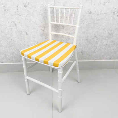 Mini Chiavari Chair with yellow striped cushion, ideal for kids&