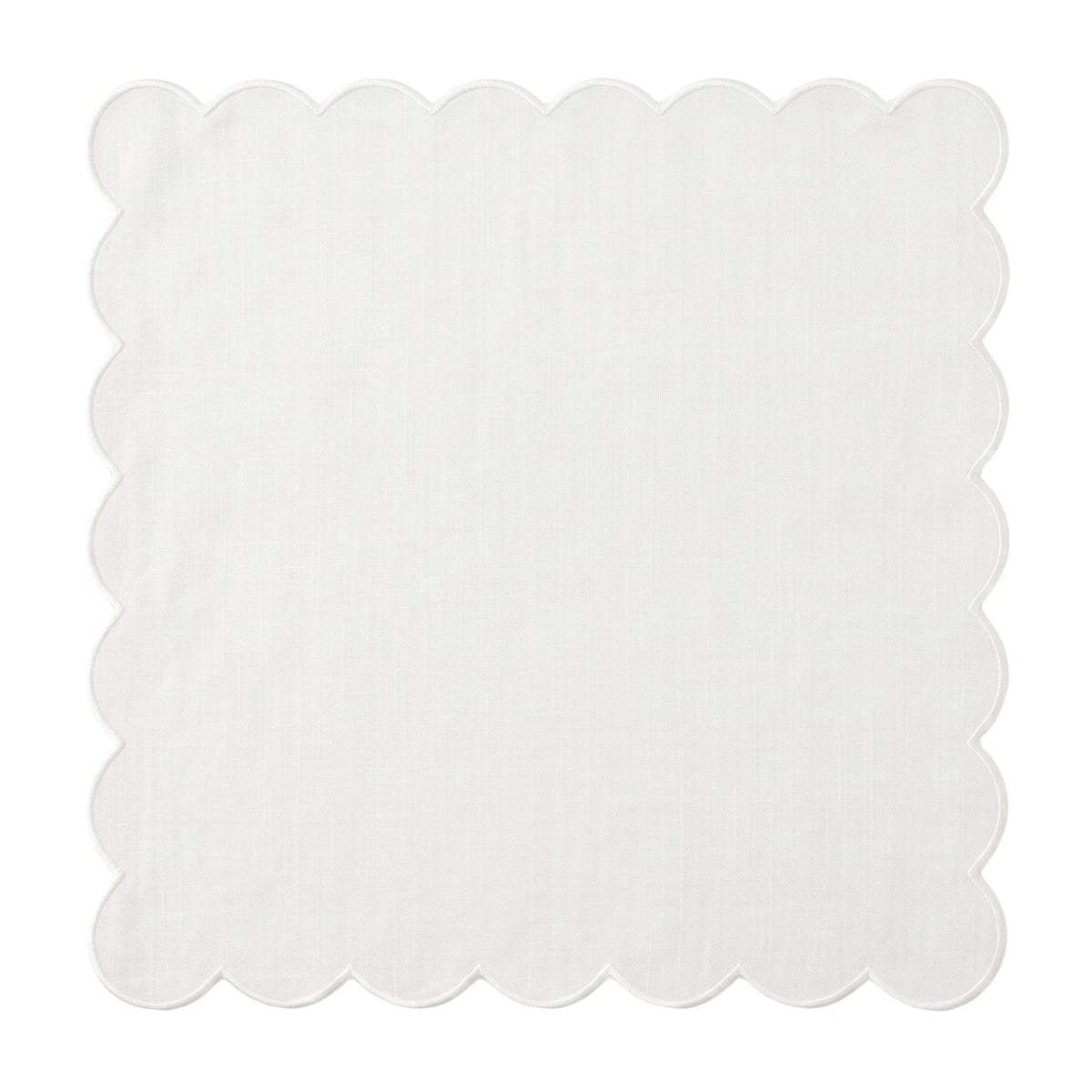 White Linen Scalloped Napkins - Set of 4