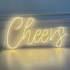 Cheers- LED Neon Sign creating a lively ambiance; suitable for backdrops or bars, perfect for party and event settings. Electric connection required.