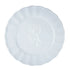 White scallop-edged disposable party plate, embossed with “PARTY SOCAL,” offering elegance and sophistication for any event, available in various sizes from Party Social.