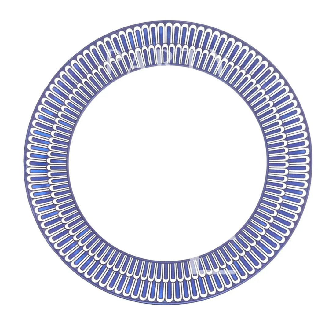 Geometric Blue Plates feature a symmetrical cobalt blue and white pattern, ideal for enhancing table settings at events and gatherings. Diameter: 31cm.