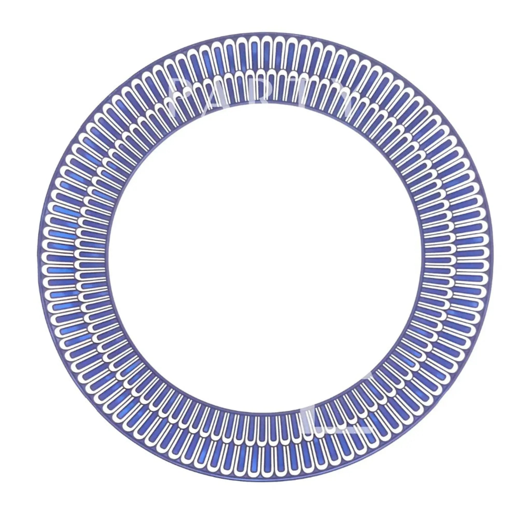 Geometric Blue Plates feature a symmetrical cobalt blue and white pattern, ideal for enhancing table settings at events and gatherings. Diameter: 31cm.