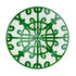 Green & Bold Plate with ornamental green scrollwork, perfect for enhancing rustic or boho-themed events, suitable for indoor or outdoor tablescapes.