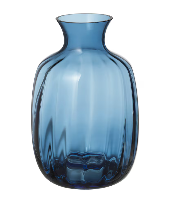 Blue COLORED GLASS VASE, ideal for adding elegance to event tables, suitable for displaying flowers or as a standalone decorative piece.