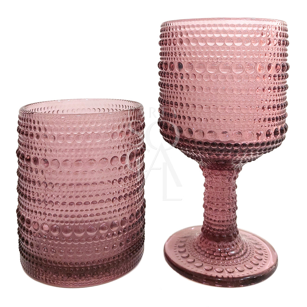Purple Vintage Pearl Tumbler and goblet, showcasing elegant hobnail texture, perfect for enhancing event tablescapes with a modern, refined touch from Party Social&