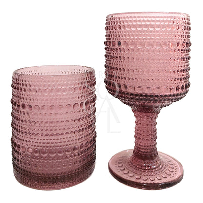 Purple Vintage Pearl Tumbler and goblet, showcasing elegant hobnail texture, perfect for enhancing event tablescapes with a modern, refined touch from Party Social&