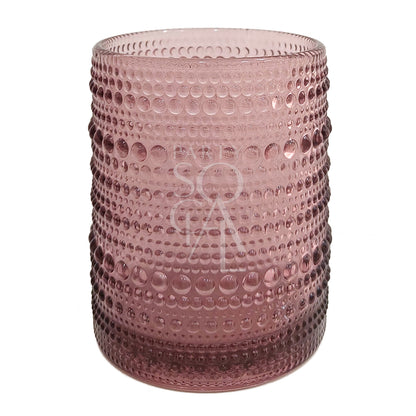 Purple Vintage Pearl Tumbler, a pink-toned, hobnail-patterned glass vessel, ideal for decorative use at weddings or dinner parties, from Party Social&
