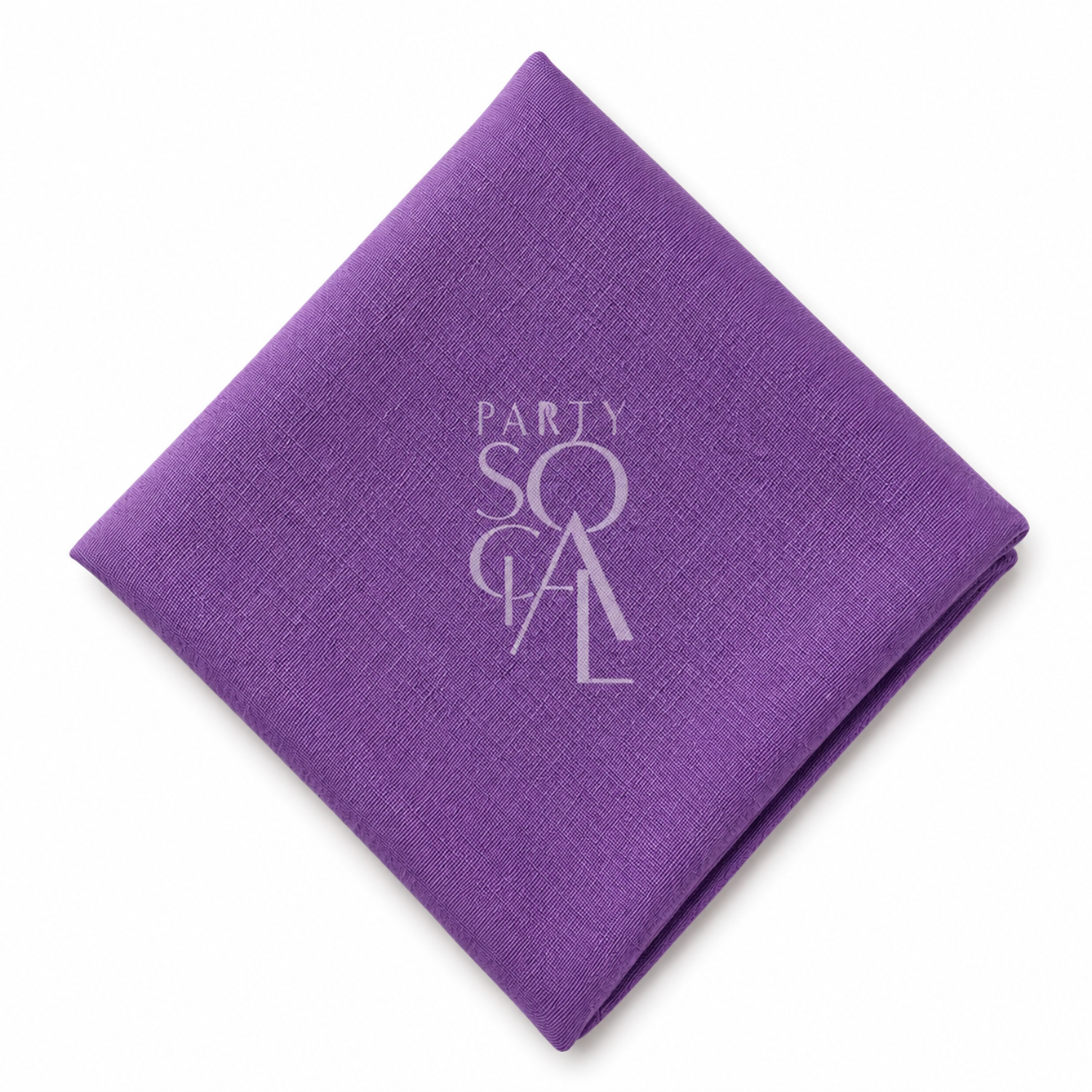 A square Violet linen napkin displayed diagonally on a clean white background.

