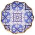 Moroccan Nights Paper Appetizer & Dessert Bowl - 8 Per Package, featuring a blue and white plate with gold trim, inspired by Moroccan tile art. Elevate your event with elegance and style.
