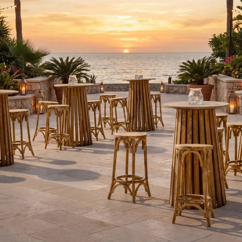Seaside terrace at sunset featuring Party Social&