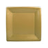 A square paper plate with a crack in the middle, part of the Solid Square Paper Salad & Dessert Plates in Gold - 8 Per Package by Caspari. Ideal for elegant dining occasions. From Party Social.