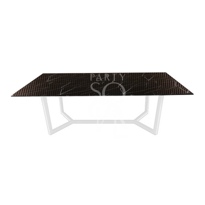 White base with black marble top table, featuring a sleek design ideal for corporate events and home functions, available from Party Social&