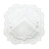 White Scalloped Linen Napkins - Set of 4, featuring elegant scalloped edges with silver embroidery, ideal for sophisticated dining and special occasions.