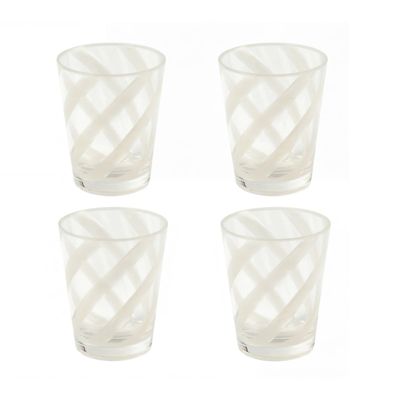 White Spiral Colored Acrylic Glass - Set of 4