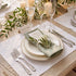 White Vintage Pure Linen Placemat with embroidered floral corners, ideal for elegant table settings, available in a pack of two from Party Social.