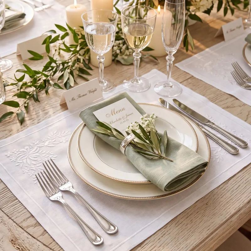White Vintage Pure Linen Placemat- 2 per pack