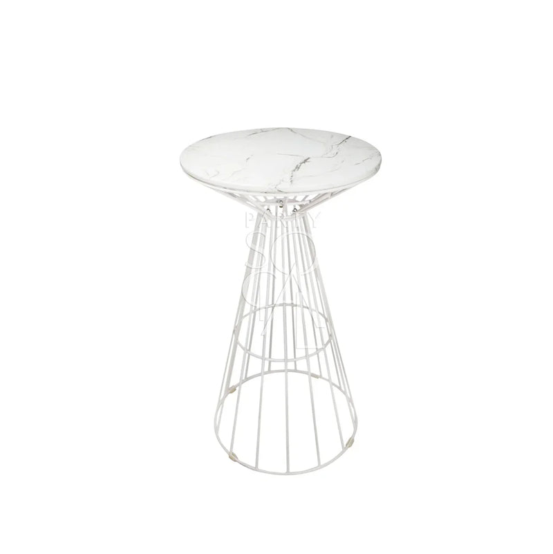 White Wire Cocktail Table - White Marble Top