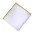 NAPKIN WHITE W/ LINE: White linen blend napkin with gold trim, ideal for any event, customizable with stitched logos for corporate or personal occasions.